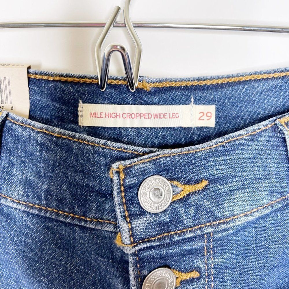 LEVI'S Mile High Button Fly Crop Wide Leg Jeans - Size 29 - Picture 6 of 9